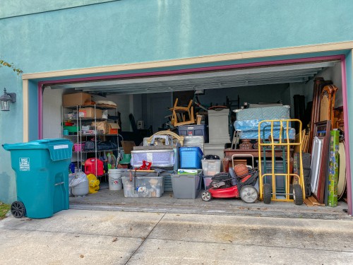 garage filled with junk.